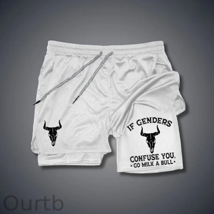 If Genders Confuse You Go Milk A Bull Print Shorts Pants