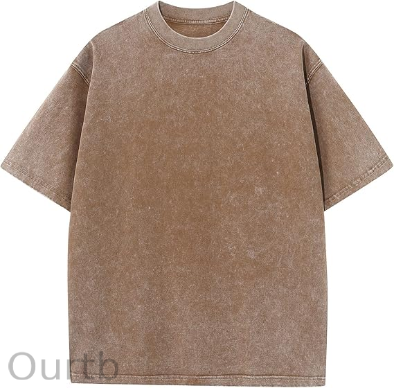 Men's Cotton T-Shirts Oversized Unisex Short Sleeves Casual Loose Wash Solid Basic Tee Tops