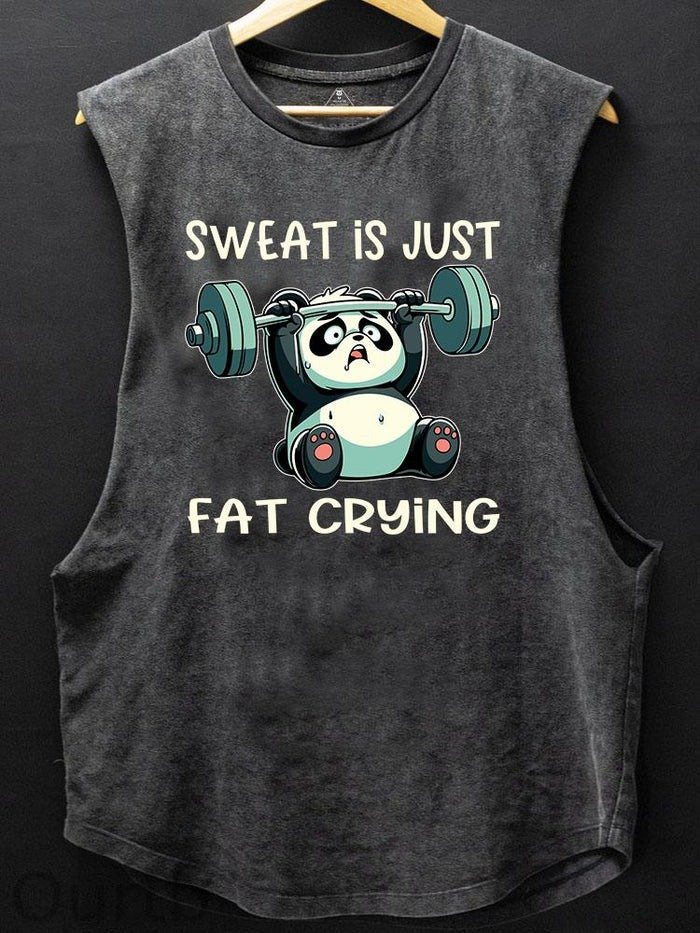 Sweat Is Just Fat Crying Funny Fitness Dinosaur Cotton Sleeveless Tank Tops
