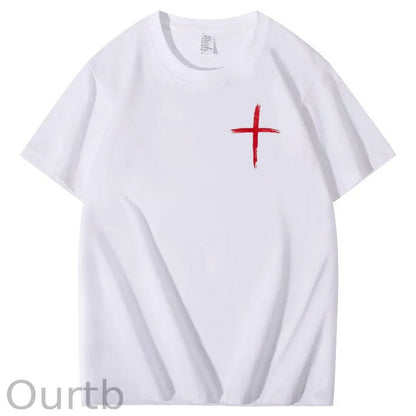 I Walk With God Pattern Printing Print Crew Neck T-Shirt