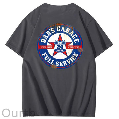 Dad's Garage Full Service If It's Broke We'll Fix It Printed Men's T-shirt