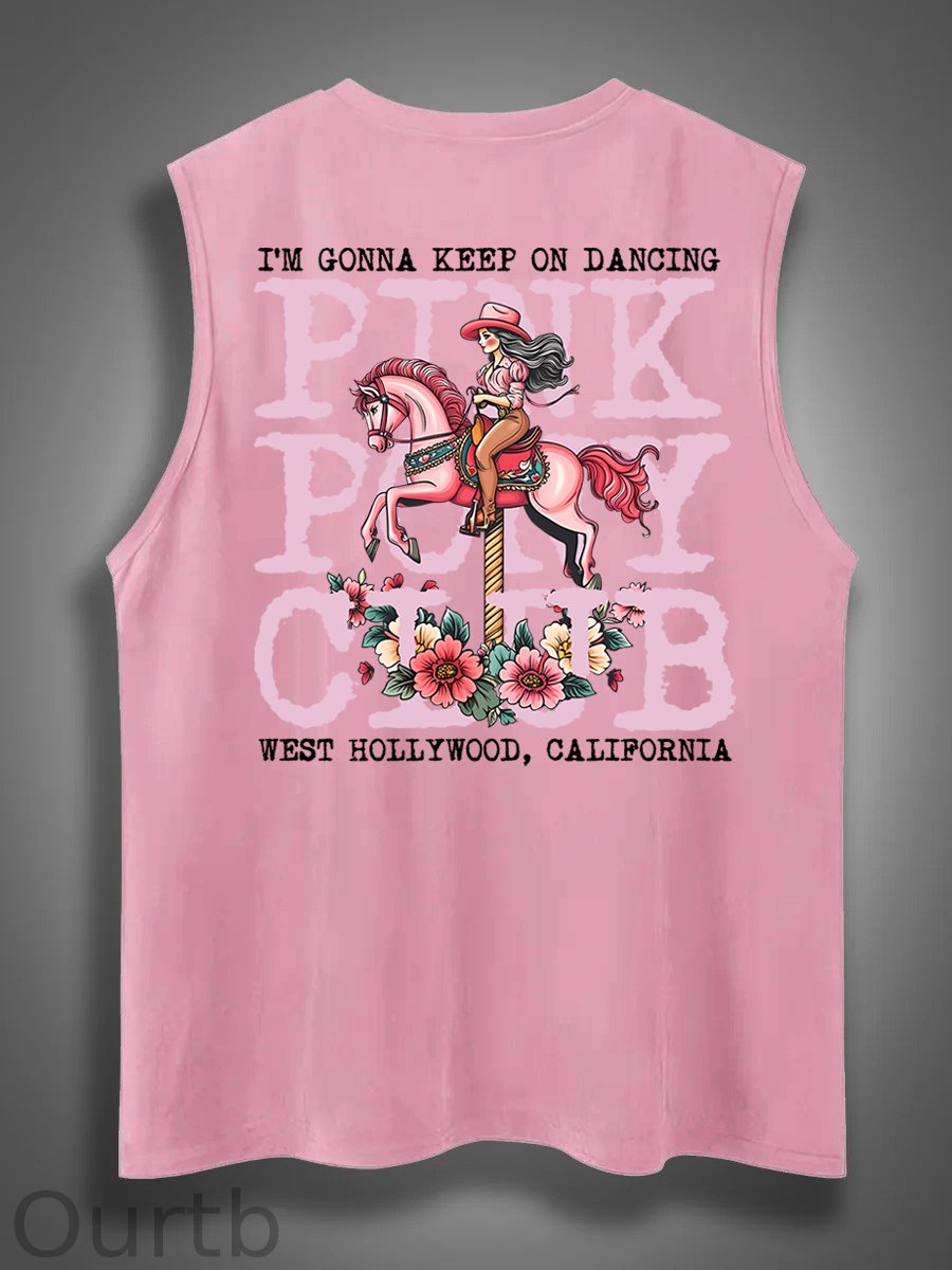 I'm Gonna Keep On Dacing Print Cotton Sleeveless Tank Tops