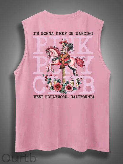 I'm Gonna Keep On Dacing Print Cotton Sleeveless Tank Tops