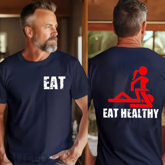 Eat Healthy Pattern  Print 100%Cotton T-Shirt