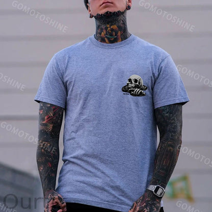 I'M FINE Drowning Skull Black Print T-Shirt