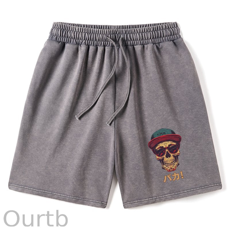 Fashion Skull Japanese Washed Shorts