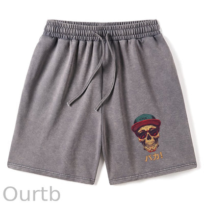 Fashion Skull Japanese Washed Shorts