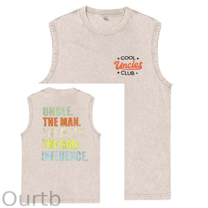 Cool Uncles Club Pattern Sleeveless Cotton Washed Printed Loose Vest