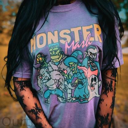 Monster  Washed And Distressed Pattern Crew Neck T-Shirt