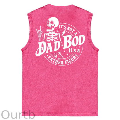 It's Not A Dad Bod It's A Father Figure Print Washed Cotton Sleeveless Tank Tops