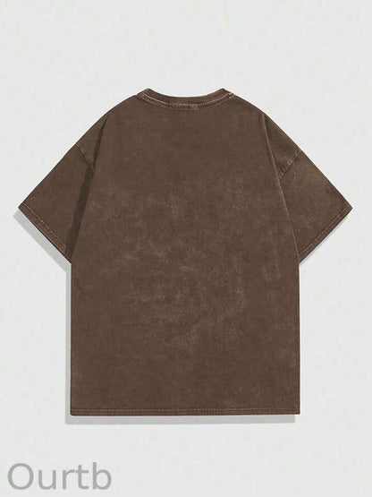 Men's Cross & Letter Print Round Neck Tee, Casual Street Short Sleeve T-shirt for Summer, Men's Top for Daily Wear
