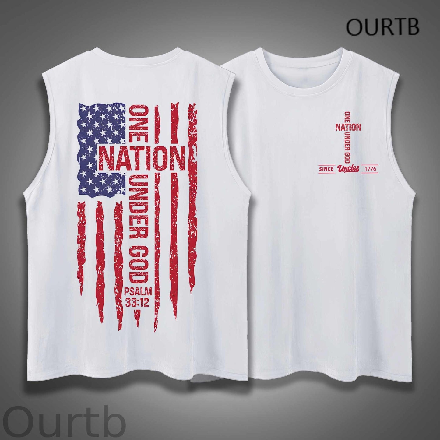 Uncle Since 1776 One Nation Under God USA Independence Day Funny Adult Discomfort Art Print Cotton Sleeveless Tank Tops