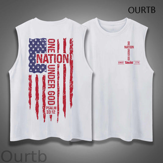 Uncle Since 1776 One Nation Under God USA Independence Day Funny Adult Discomfort Art Print Cotton Sleeveless Tank Tops