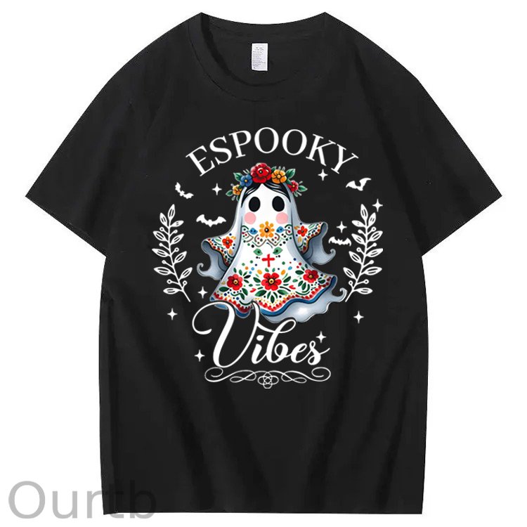 Halloween Espooky Vibes Mexican Boo Ghost 100% Cotton T-Shirt