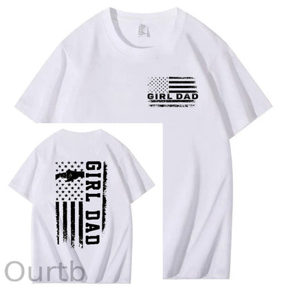 Girl Dad Pattern Print 100%Cotton T-Shirt