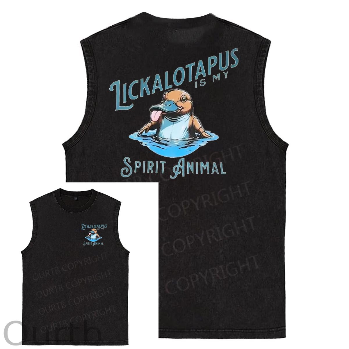 Spirit Aminal Pattern Print Sleeveless Cotton Washed Printed Loose Vest