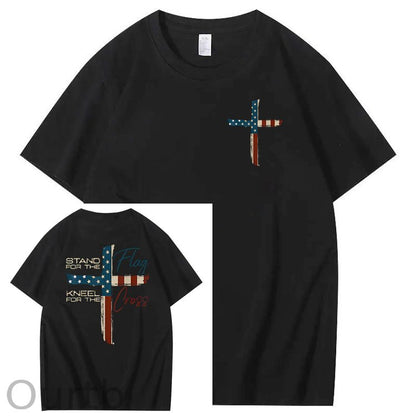 Stand For The Flag Kneel For The Cross 4th Of July T-Shirt