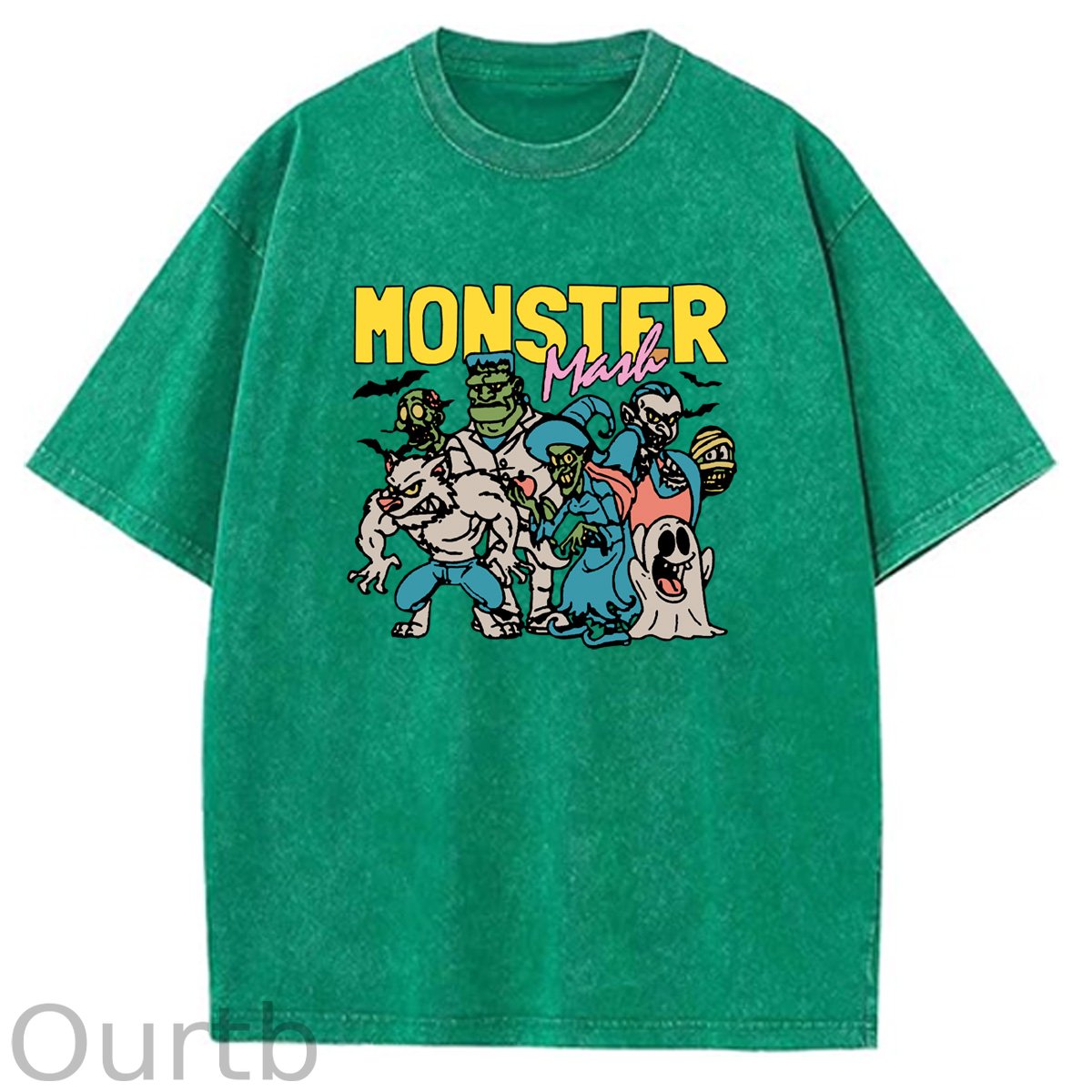 Monster  Washed And Distressed Pattern Crew Neck T-Shirt