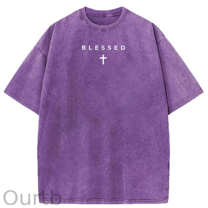 Men's Cross & Letter Print Round Neck Tee, Casual Street Short Sleeve T-shirt for Summer, Men's Top for Daily Wear