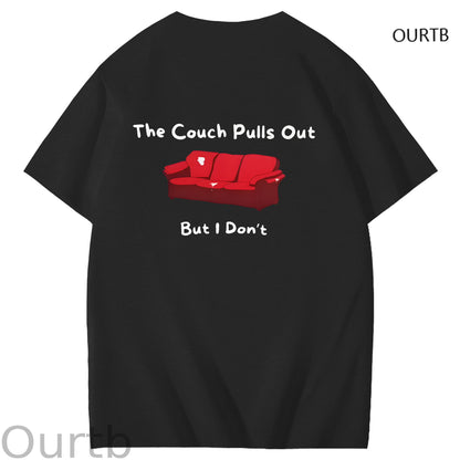 The Couch Pulls Out But I Don't Funny Adult Art Pattern Print T-Shirt