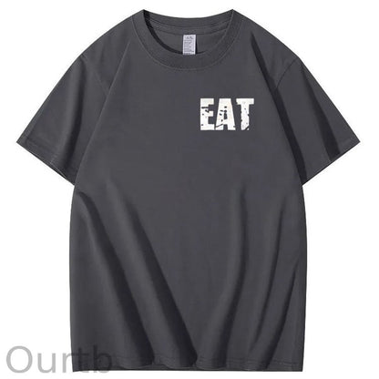 Eat Healthy Pattern  Print 100%Cotton T-Shirt