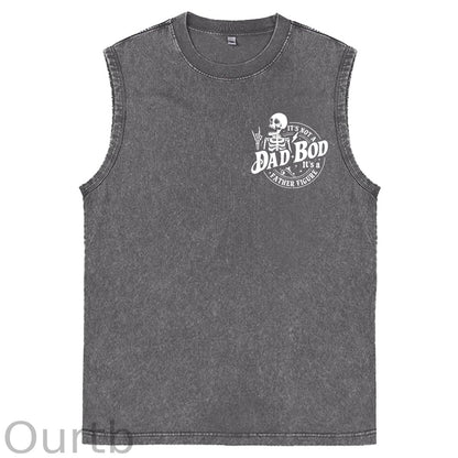 It's Not A Dad Bod It's A Father Figure Print Washed Cotton Sleeveless Tank Tops
