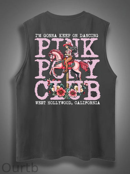 I'm Gonna Keep On Dacing Print Cotton Sleeveless Tank Tops
