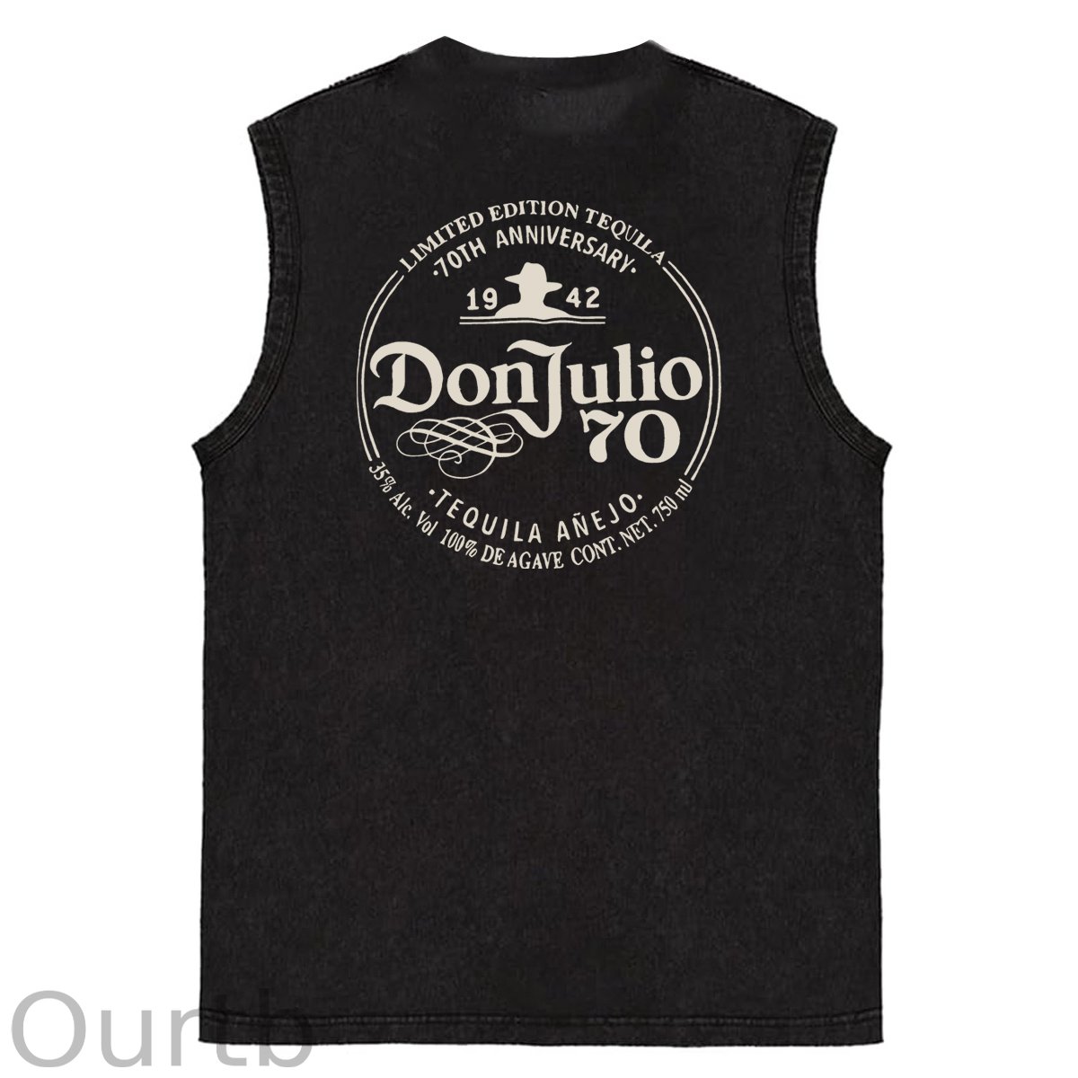 70th Anniversary Pattern Sleeveless Cotton Washed Printed Loose Vest