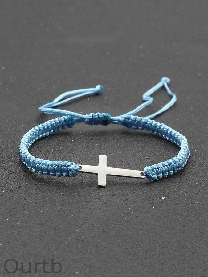 Simple Stainless Steel Cross Braided Bracelet