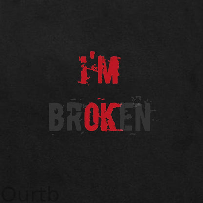 I’M BROKEN Letter Graphic Casual Black Print Hoodie