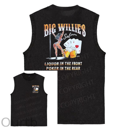 Big Willie's Pattern Print Sleeveless Cotton Washed Printed Loose Vest