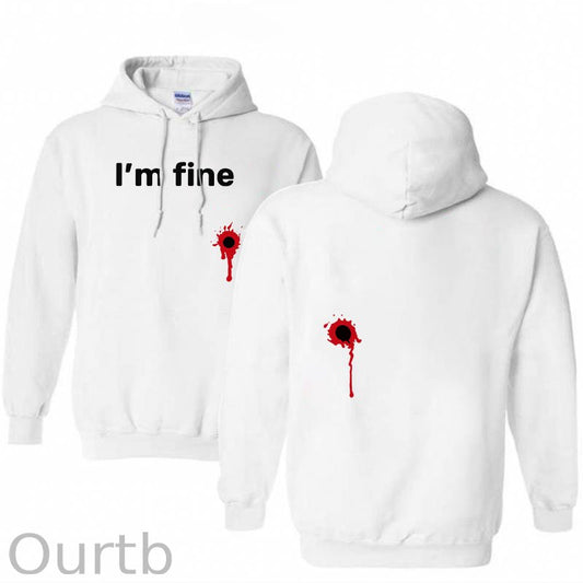 I'm Fine Pattern 100% 300g Cotton Classic Hoodie