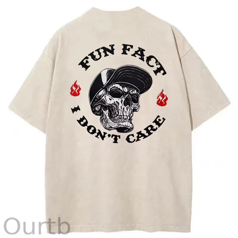 Fun Fact I Don't Care Washed Cotton T-Shirt