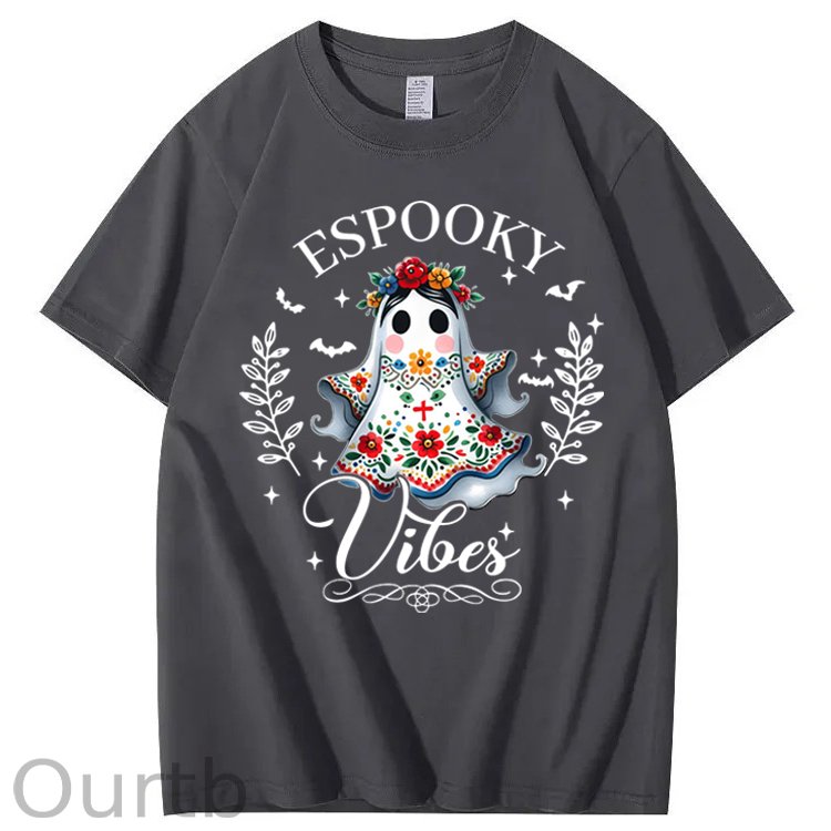 Halloween Espooky Vibes Mexican Boo Ghost 100% Cotton T-Shirt