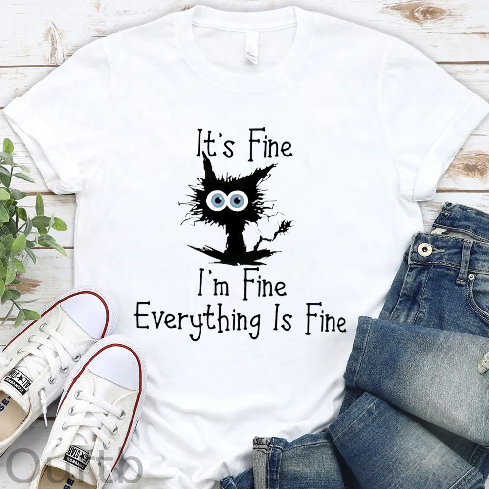 Everything Is Fine Pattern Round-Neck T-Shirt