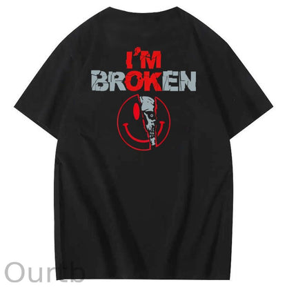 I'm Broken Skull Smile Pattern 100% Cotton T-Shirt