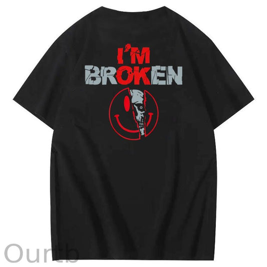 I'm Broken Skull Smile Pattern 100% Cotton T-Shirt