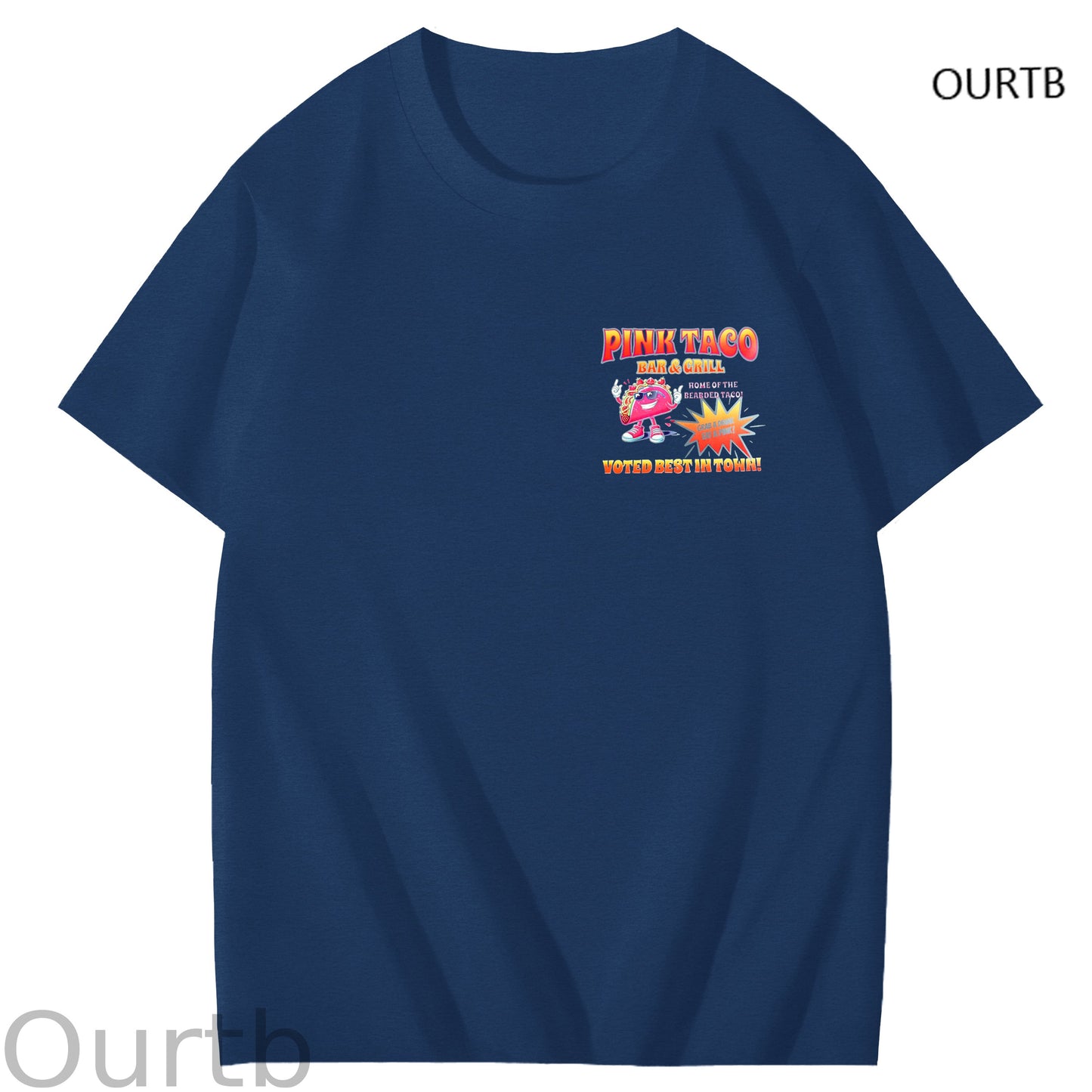 Pink Taco Bar Grill Voted Best In Town Art Pattern Print T-Shirt