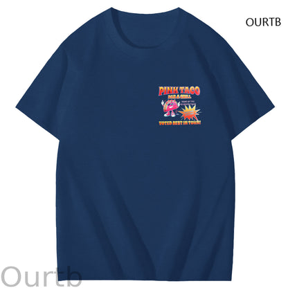 Pink Taco Bar Grill Voted Best In Town Art Pattern Print T-Shirt