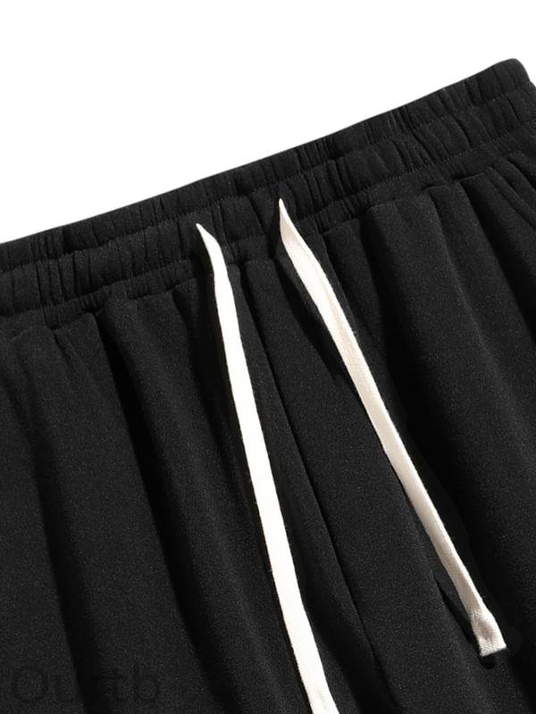 Men's Regular Fit Solid Drawstring Waist Sweatpants