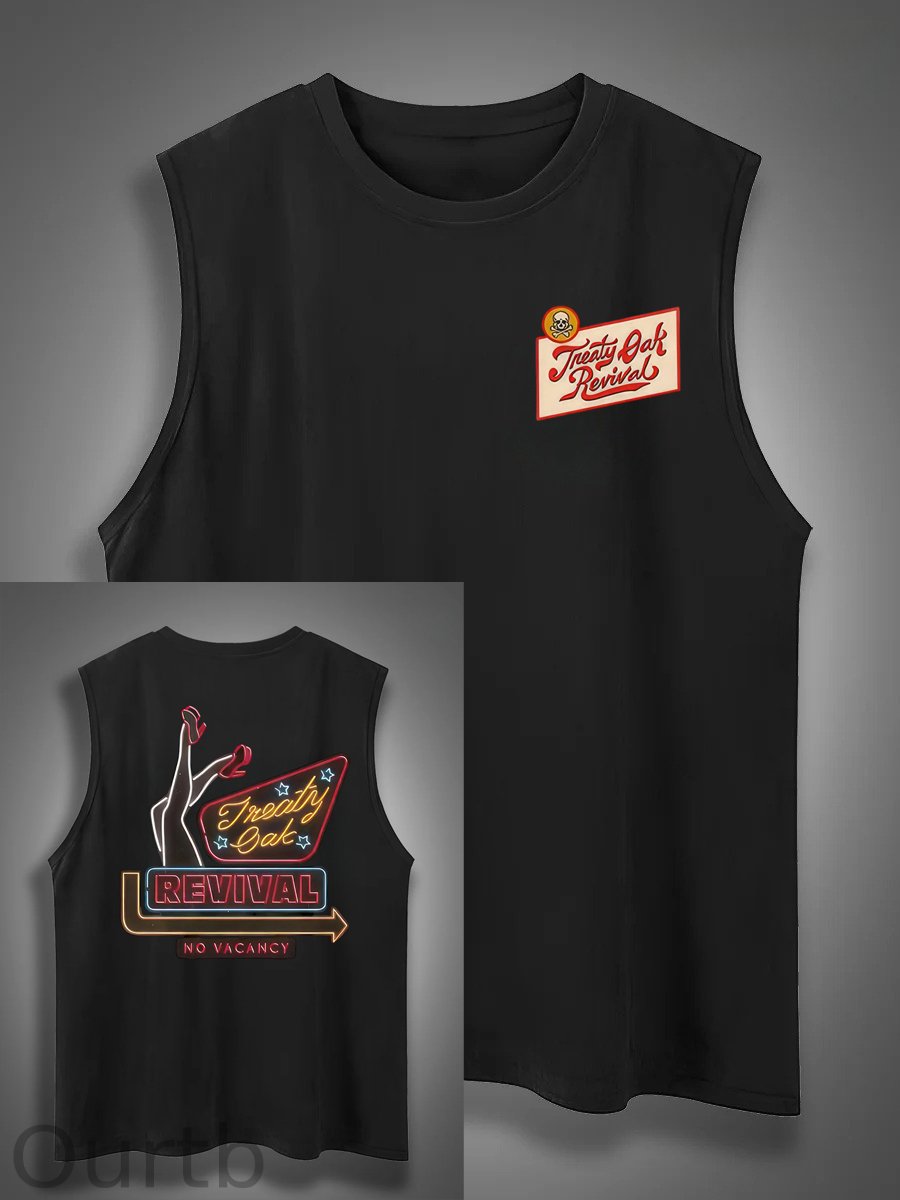 Treaty Oak Revival Print Cotton Sleeveless Tank Tops