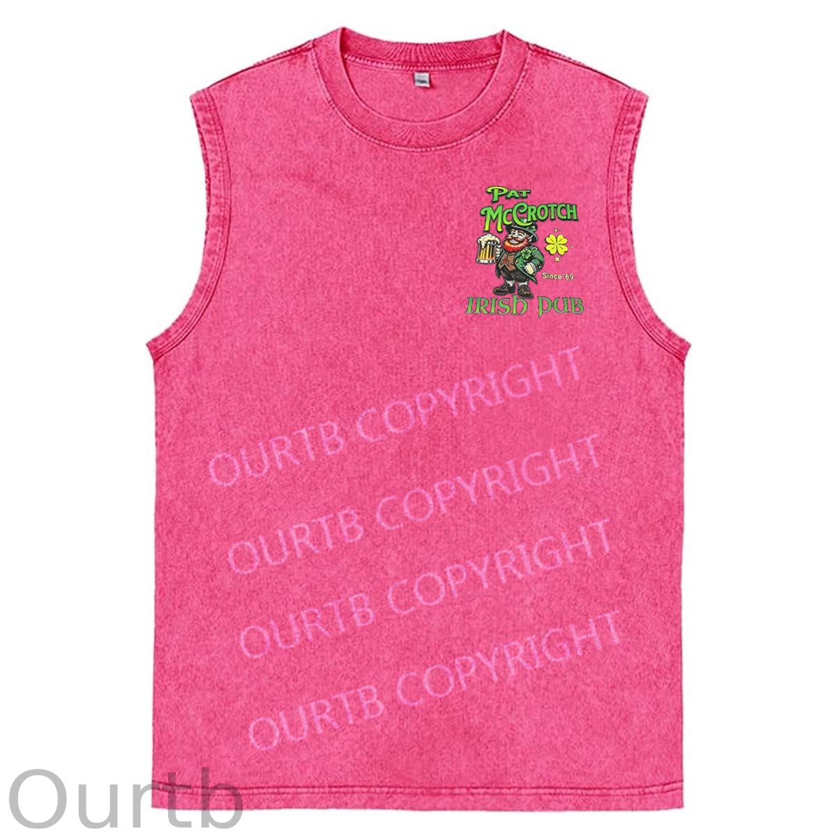 St Patrick'S Day Pat Pattern Print Sleeveless Cotton Washed Printed Loose Vest