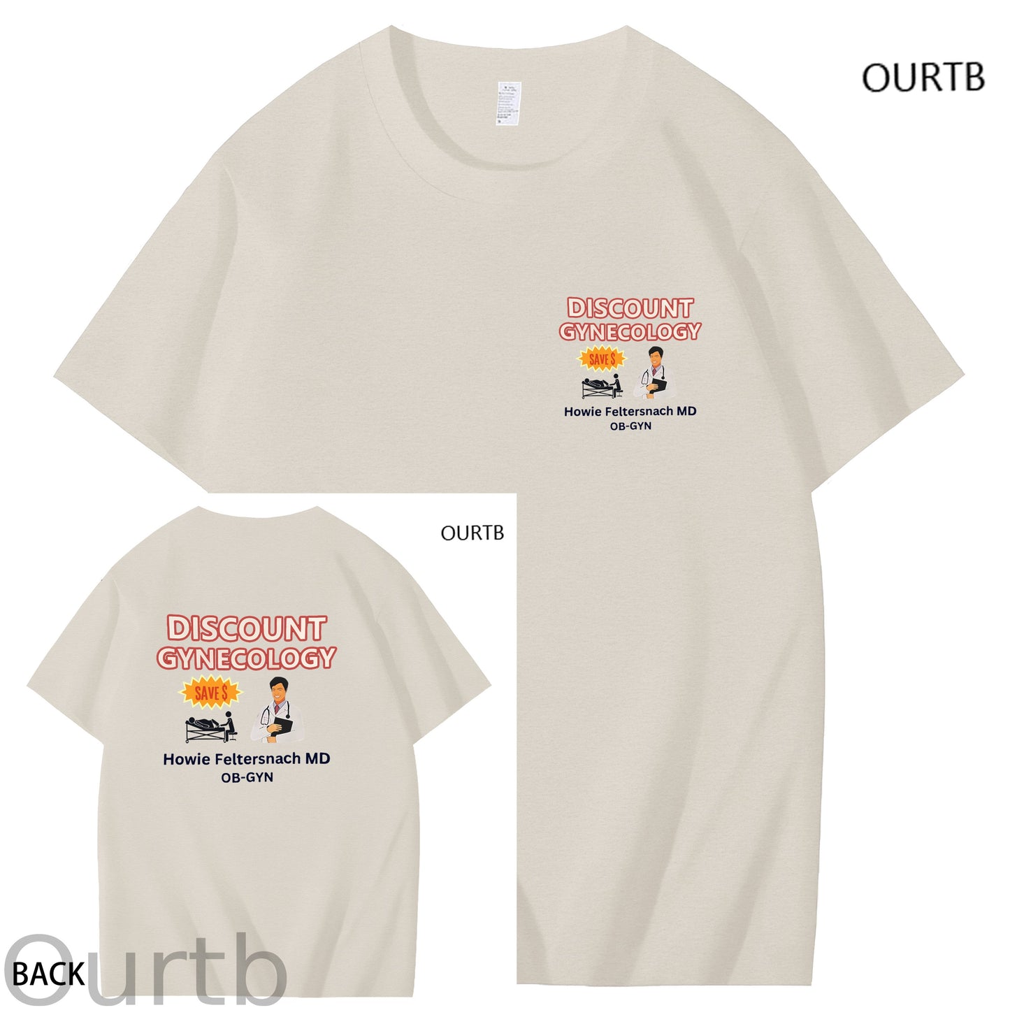 Discount Gynecology Howie Feltersnach MD OB-GYN Art Pattern Print T-Shirt