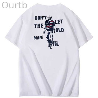 Vintage Don't Let The Old Man In Pattern 100&Cotton Print T-Shirt