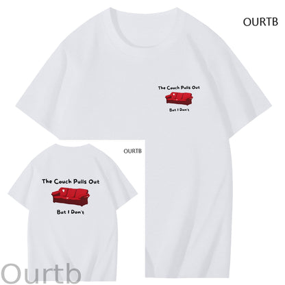 The Couch Pulls Out But I Don't Funny Adult Art Pattern Print T-Shirt