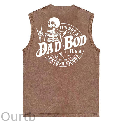 It's Not A Dad Bod It's A Father Figure Print Washed Cotton Sleeveless Tank Tops