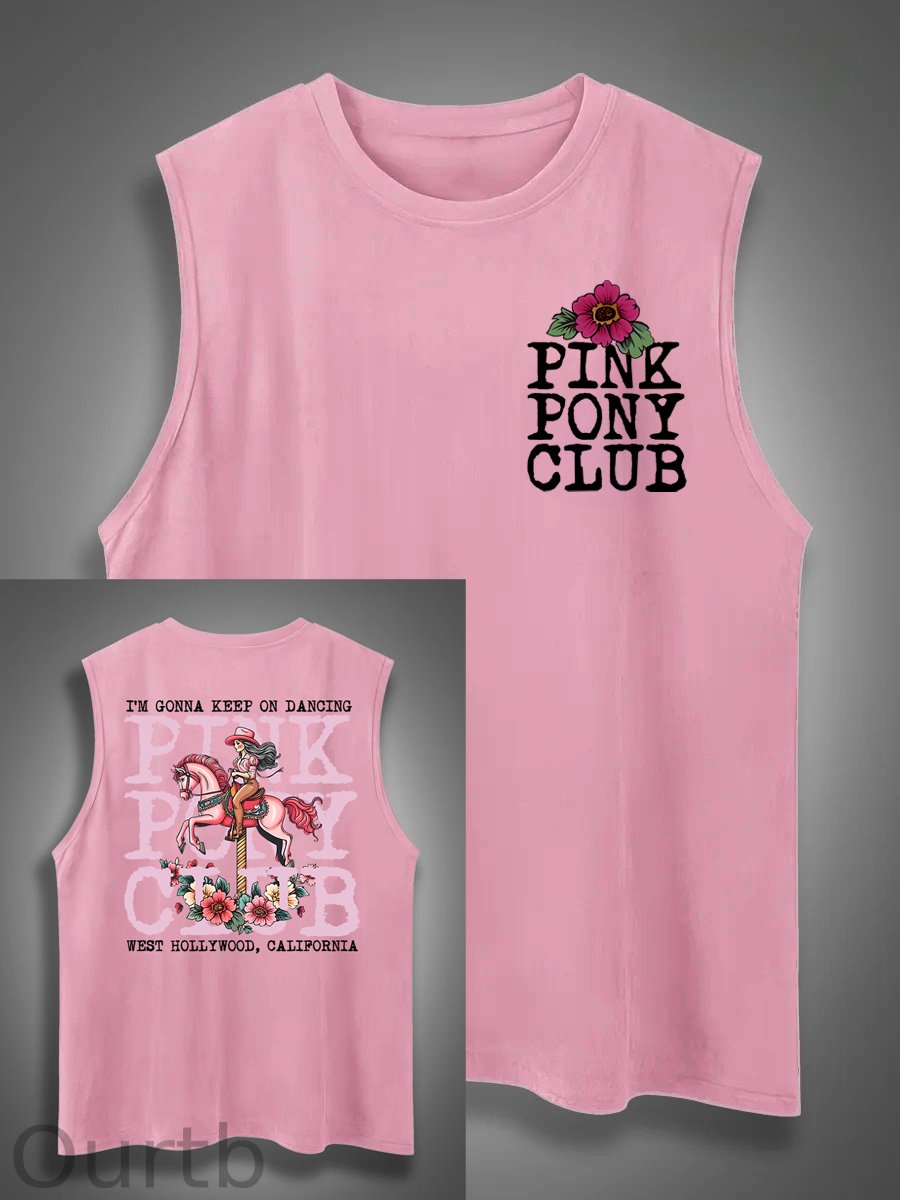 I'm Gonna Keep On Dacing Print Cotton Sleeveless Tank Tops