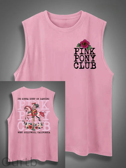 I'm Gonna Keep On Dacing Print Cotton Sleeveless Tank Tops