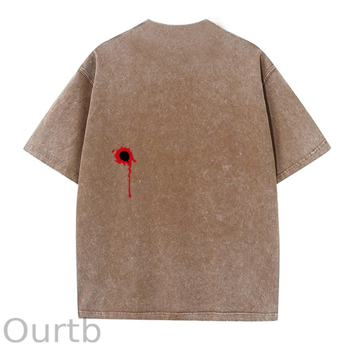 I'm Fine Pattern Washing And Aging Process Crew Neck T-Shirt