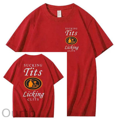 Sucking Tits Licking Clits  Pattern  Print 100%Cotton T-Shirt